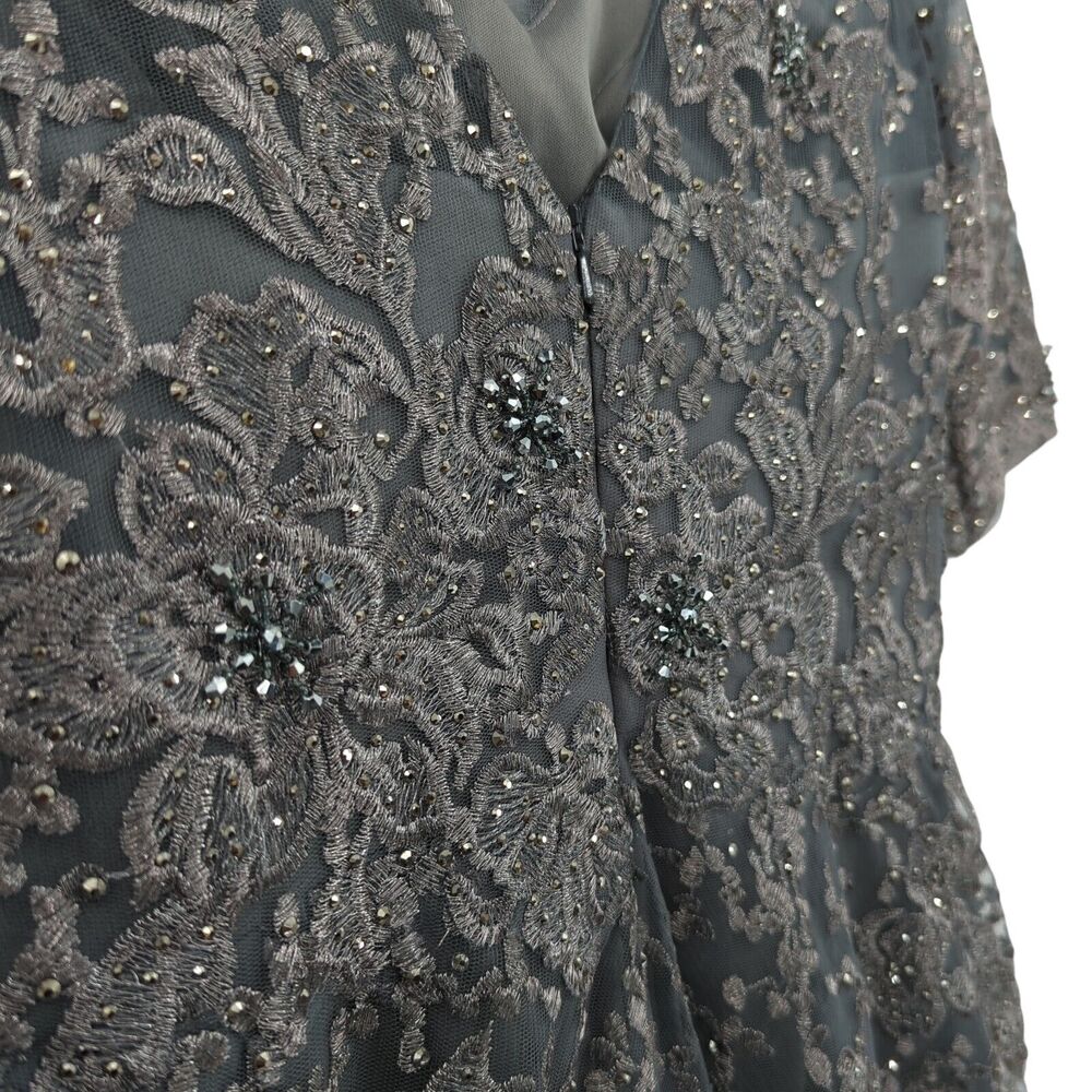 Montage Mon Cheri Women 8 Gown Charcoal Gray 219976 Evening Lace Mother of Bride - Picture 9 of 10